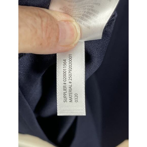 Ralph Lauren Crepe Sleeveless Dress Navy Blue Midi Gold Plated Logo Size 16 - Picture 13 of 16